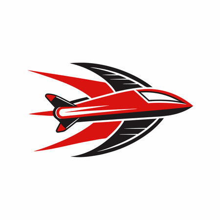 Trendy Mascot of Flying Airplane Vector Logo Icon Designのイラスト素材