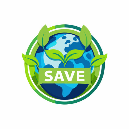 Logo of Earth with leaves Icon Vector Mascot Modern Trendyのイラスト素材