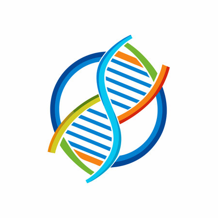 Colorful DNA logo icon vector, deoxyribonucleic acid icon design isolatedのイラスト素材