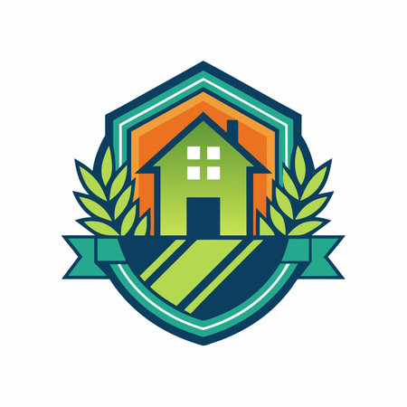 Green House in the home garden, planting nursery. Logo icon vector designのイラスト素材