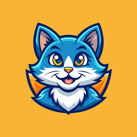 A minimalist Cat Mascot Logo vector art illustration, simple Kitten icon logoのイラスト素材