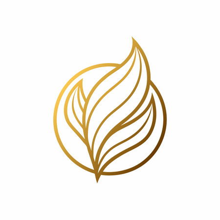 Yellow simple gradient leaves icon vector design logo in circleのイラスト素材