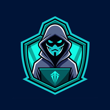 Hackers wear hoods to cover their faces. Hacking to steal important information. Use a laptop mascot logo icon vector illustrationのイラスト素材
