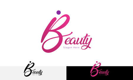 Initial letter B Logo with Butterfly concept, Luxury Feminine Beauty Logo Templateのイラスト素材