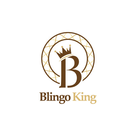 Luxury Brand Blingo King logo template, Initial Letter B with King Crown and twirl circle Logo iconのイラスト素材