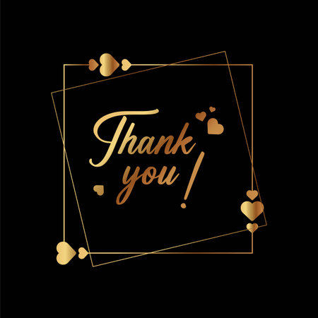 Thank You text with hearts on black backgroundのイラスト素材