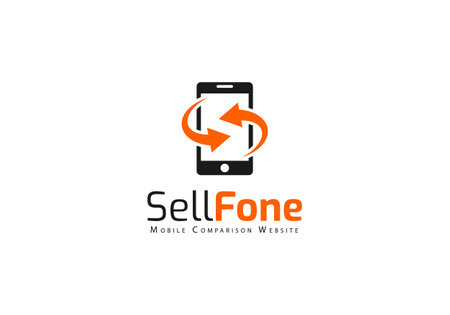 Mobile Phone Company logo design Template, Cell Phone Brand Logo icon with two arrows Mobile Comparison Conceptのイラスト素材