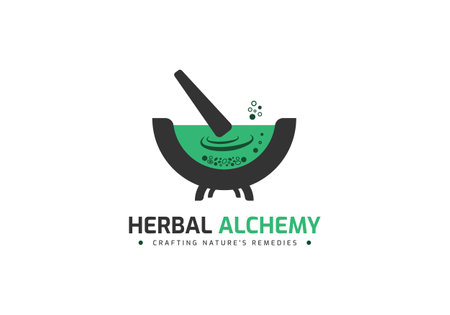 Herbal Bowl with spoon logo for your business Science Lab logo design template, creative chemistry or science and herbal logoのイラスト素材
