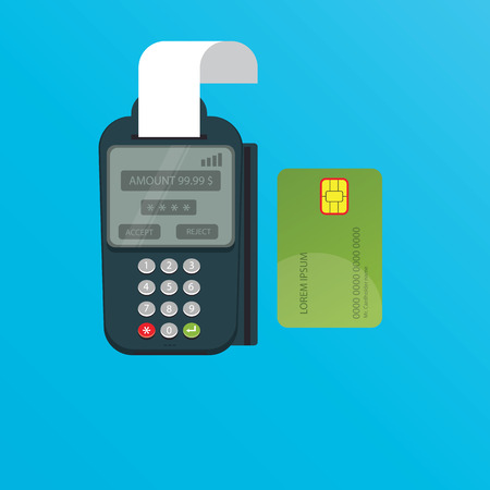 Modern illustration of POS terminal and credit cardの写真素材