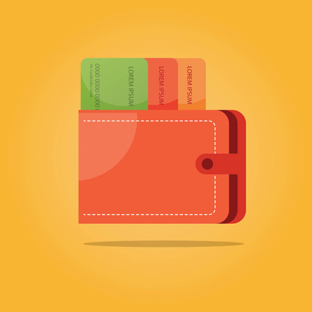 Modern vector illustration of payment symbols. wallet with credit cardの写真素材