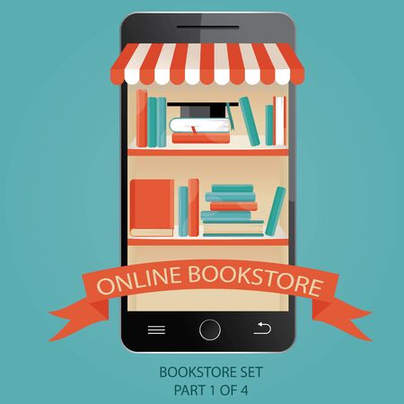 vector illustration of online bookstore. E-books.の写真素材