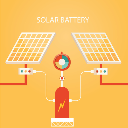 Modern vector illustration of solar battery, solar energyのイラスト素材