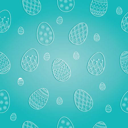 Vector seamless doodle easter pattern with Easter eggs for easter backgroundの写真素材