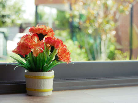 Flower vase stand coffee shop.の写真素材