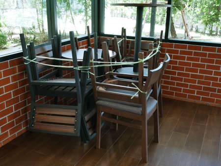 Tables and chairs not to be used due to the situation