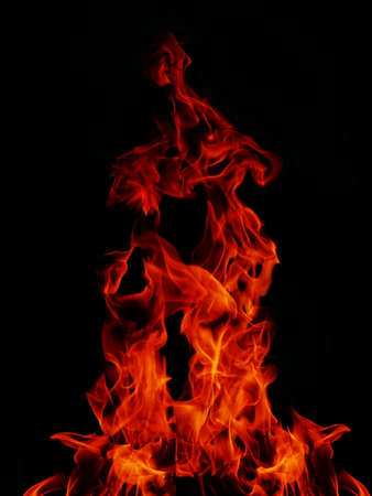 Flame Flame Texture For Strange Shape Fire Background Flame meat that is burned from the stove or from cooking. danger feeling abstract black background Suitable for banners or advertisements.の写真素材