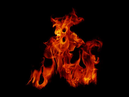 Flame Flame Texture For Strange Shape Fire Background Flame meat that is burned from the stove or from cooking. danger feeling abstract black background Suitable for banners or advertisements.の写真素材