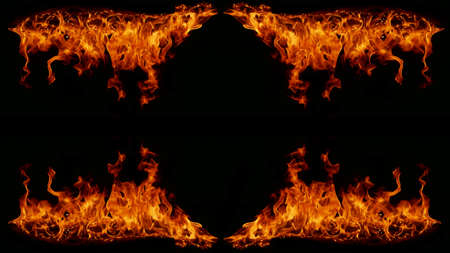 Flame Flame Texture For Strange Shape Fire Background Flame meat that is burned from the stove or from cooking. danger feeling abstract black background Suitable for banners or advertisements.の写真素材