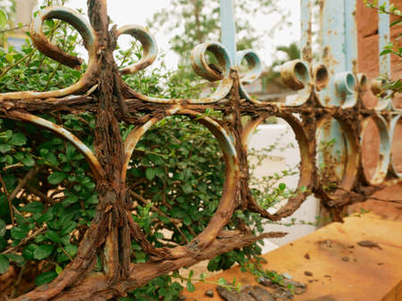 The rusted steel structure eroded and was severely damaged.の写真素材