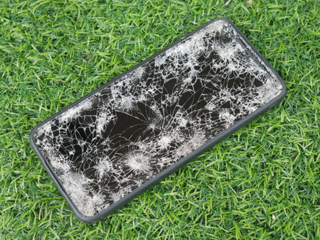 The smartphone hit the floor, it fell into a crack.