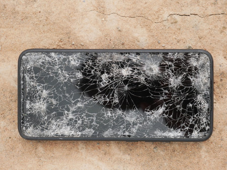 The smartphone hit the floor, it fell into a crack.