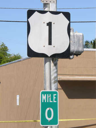 US-1 Mile Marker in Key West, Floridaの写真素材