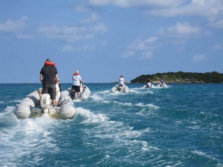 Powerboat in the Caribbeanの写真素材