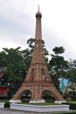 Eiffel Tower Replica at Mini Siam in Pattaya, Thailandのeditorial素材