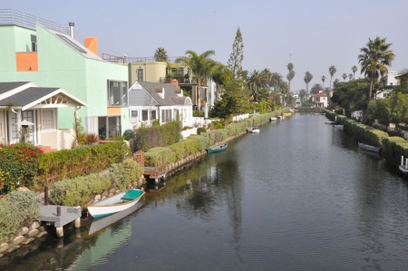 Venice Canals in Los Angeles, Californiaの写真素材