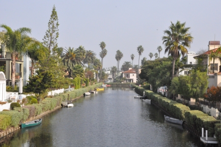 Venice Canals in Los Angeles, Californiaの写真素材