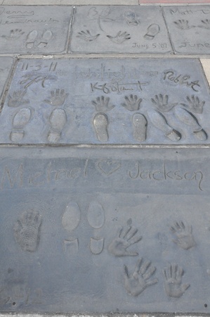 Superstar handprints at Hollywood Boulevard in Californiaのeditorial素材