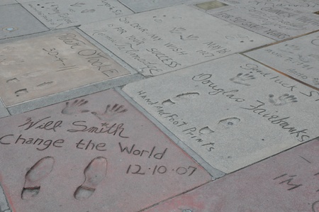 Superstar handprints at Hollywood Boulevard in Californiaのeditorial素材