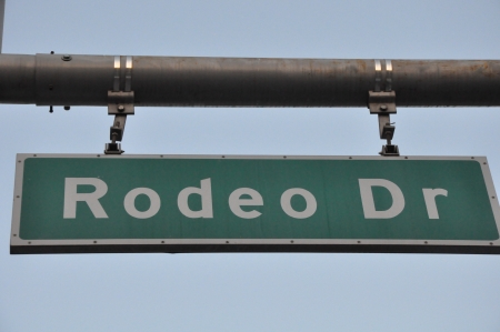 BEVERLY HILLS, CA - DEC 7: Rodeo Drive in Beverly Hills on December 7, 2012. Rodeo Drive is an affluent shopping district known for designer label and haute couture fashion.のeditorial素材
