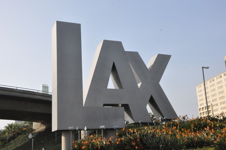 LAX Sign at Los Angeles International Airport in Californiaのeditorial素材