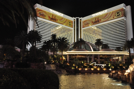 AS VEGAS - DECEMBER 5: Mirage Hotel and Casino on December 5, 2012 on the Strip in Las Vegas, Nevada. An artificial volcano along the Strip that "erupts" nightly from 8 pm to midnight on the hour.のeditorial素材