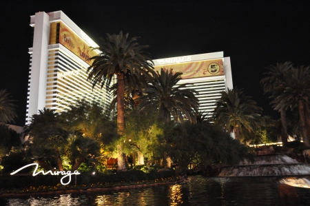 AS VEGAS - DECEMBER 5: Mirage Hotel and Casino on December 5, 2012 on the Strip in Las Vegas, Nevada. An artificial volcano along the Strip that "erupts" nightly from 8 pm to midnight on the hour.のeditorial素材