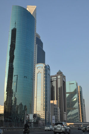 Skyscrapers on Sheikh Zayed Road in Dubai, UAE