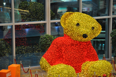 Teddy Bear at Festival Centre Mall in Dubai, UAE, as seen on Feb 8, 2014. Dubai Festival City is the Middle East\'s largest mixed-use development.のeditorial素材