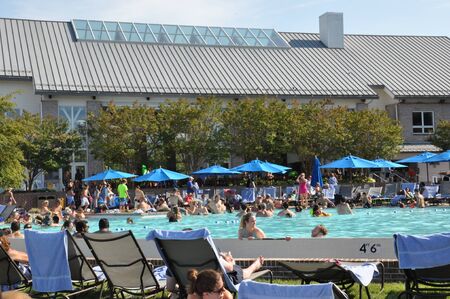 Poolside fun at the Hyatt Regency Chesapeake Bay resort in Cambridge, Marylandのeditorial素材