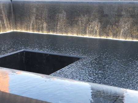 9/11 Memorial at World Trade Center Ground Zero in New York Cityのeditorial素材