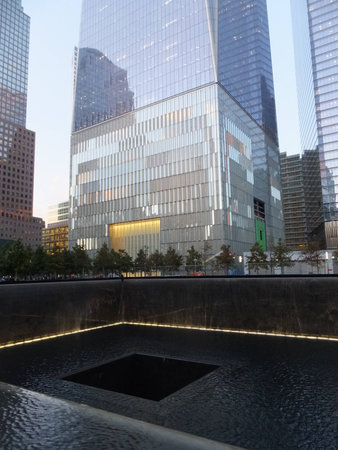 9/11 Memorial at World Trade Center Ground Zero in New York City