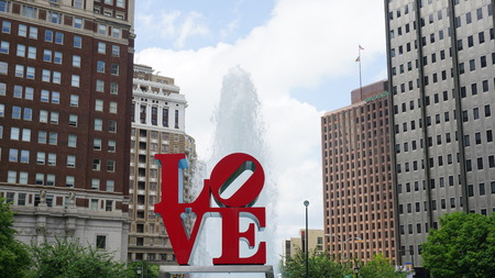 PHILADELPHIA, PA, USA - MAY 10: The Love Park named after the Love statue in Philadelphia, on May 10, 2015. The park is nicknamed for Robert Indiana's Love sculpture that was first placed in 1976のeditorial素材