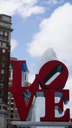 PHILADELPHIA, PA, USA - MAY 10: The Love Park named after the Love statue in Philadelphia, on May 10, 2015. The park is nicknamed for Robert Indiana's Love sculpture that was first placed in 1976のeditorial素材