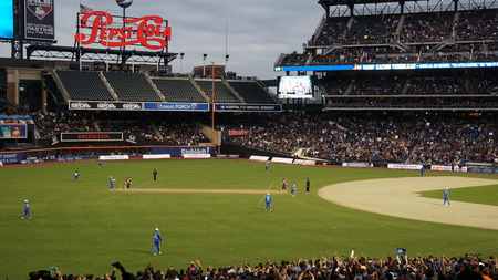 The 2015 Cricket All-Stars Exhibition Match at Citi Field in New York, on November 7. 2015. Sachin's Blasters played Warne's Warriors.のeditorial素材