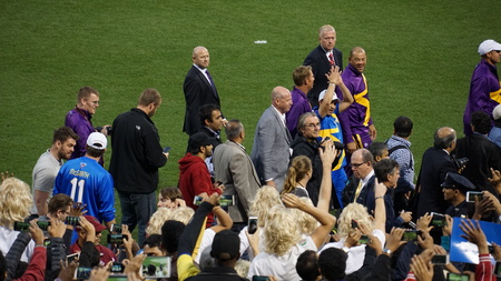 The 2015 Cricket All-Stars Exhibition Match at Citi Field in New York, on November 7. 2015. Sachin's Blasters played Warne's Warriors.のeditorial素材