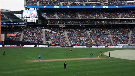 The 2015 Cricket All-Stars Exhibition Match at Citi Field in New York, on November 7. 2015. Sachin's Blasters played Warne's Warriors.のeditorial素材