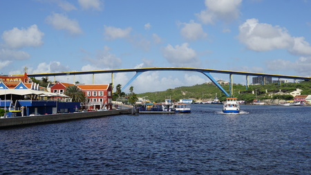 Queen Juliana bridge in Willemstad, Curacaoのeditorial素材