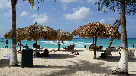 Eagle Beach in Oranjestad, Arubaのeditorial素材