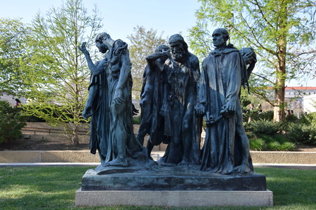 Les Bourgeois de Calais sculpture by Auguste Rodin at the Hirshhorn Sculpture Garden in Washington, DCのeditorial素材