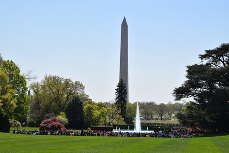 View of Washington Monument from The White House in Washington, DCの写真素材